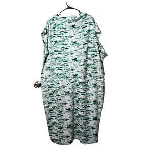 Lane Bryant Midi Dress Sz 26/28 Green Tie-Dye Sleeveless Stretch Casual Comfort